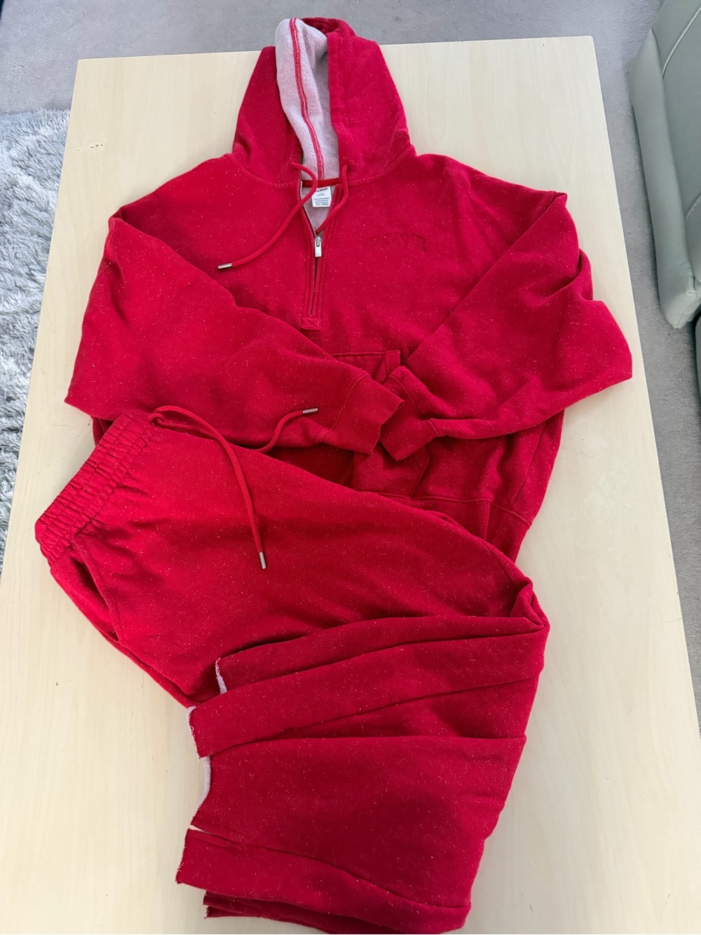 Red Hooded Sweatshirt and Jogger Set - Women